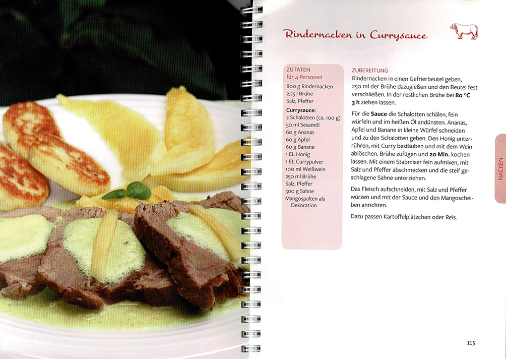 Rindernacken in Currysoße