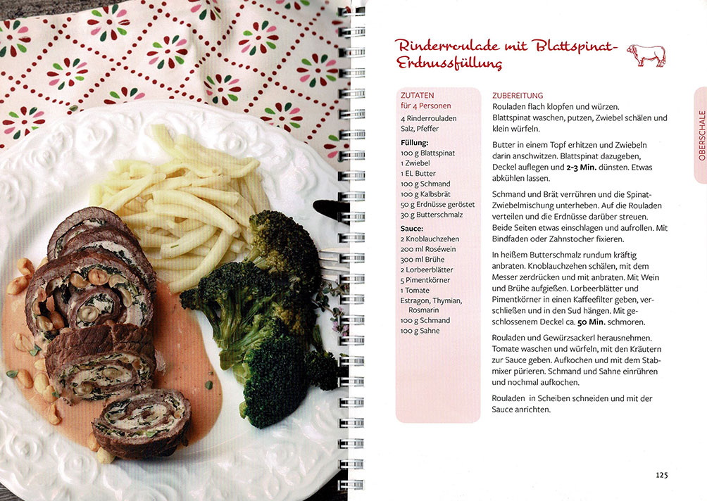Rinderroulade mit Blattspinat-Erdnussfüllung